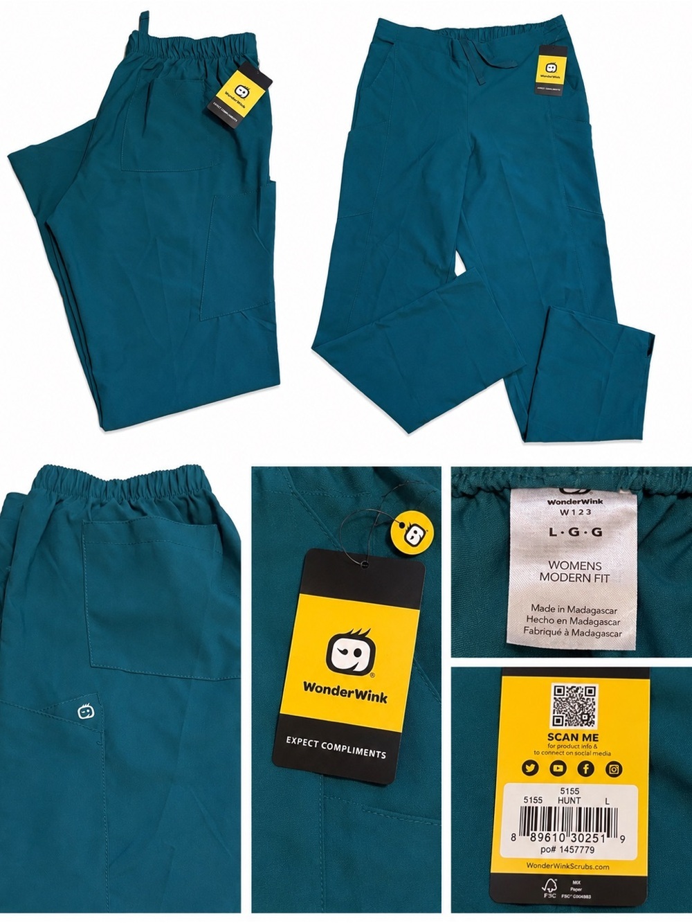 WonderWink Women's Modern Fit Scrub Pants in Hunter Green
